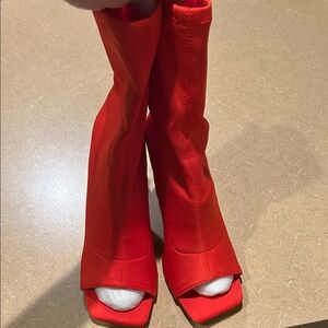 ANNE MICHELLE BOOTS SQUARE PEEP TOE ANKLE BOOTIES